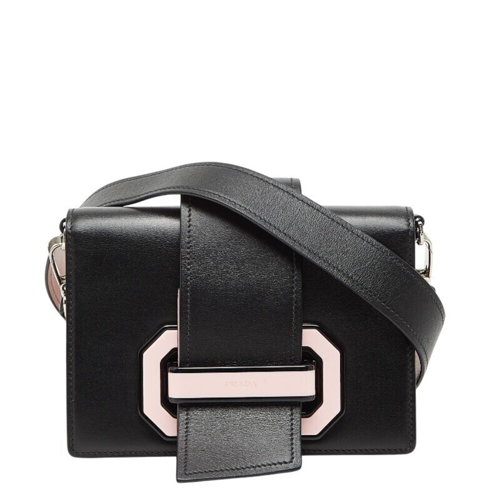 Prada Tessuto Crossbody Bag Black Pink Leather